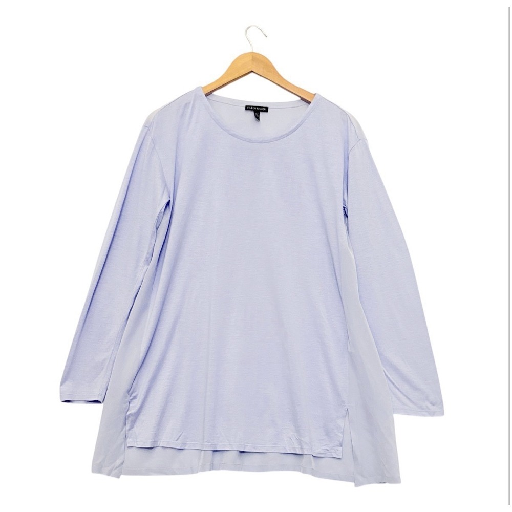 Eileen Fisher 100% Silk Tunic Size Small Lavender Office Career Lightweight Top